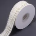 White gold tweed ribbon for DIY crafts, gift wrapping, hair bow and sewing accessories. - 4cm Wide / White