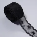 Schwarze Spitzenband Detail, Netzband Rolle für Nähen, Geschenkverpackung und Bastelarbeiten. - 4cm Breite/5 Yards pro Packung / Schwarz