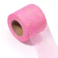Pink gold star tulle roll for DIY wedding party dress clothing decor sewing craft material - 22 Yards Pack / Bronzing Star Rose Red