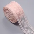 Rosa Netzspitzenband Rolle Detail, Polyester Blumenstickerei Borte für DIY und Puppenkleidung. - 5 Yards Packung / Hellrosa