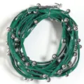 Green Beaded Leather Cord Choker Punk Style Necklace Waist Chain Clothing Accessories Material - Cord Width 3mm Stud Outer Diameter 6mm / Green