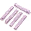 Detail view of purple plaid floral fabric bow DIY accessories for hair clips and doll crafts. - 1x7cm / Pink Purple