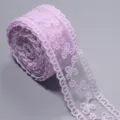 Lila spitzenband stickerei netzband stoff für diy puppenkleidung nähen handarbeit zubehör - 5 Yards Packung / Lila