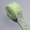 Nahaufnahme von hellgrünem Mesh-Spitzenband, detaillierte Stickerei für DIY-Basteln. - 5 Yards Packung / Grün
