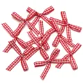 Fiocchi in nastro di poliestere a quadretti rossi e bianchi per bambole fai da te regali. - 30 Pezzi/Confezione (Circa 2X3cm) / Rosso