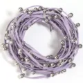 Purple leather cord necklace with silver beads punk style waist chain body jewelry detail view - Cord Width 3mm Stud Outer Diameter 6mm / Purple