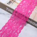 Pinkes elastisches Spitzenband Stoff für Unterwäsche Nähen Hochzeit Kleid DIY Haarschmuck - 8cm Breit (24g/Packung) / Fuchsia