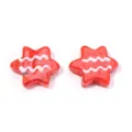 Close-up of red star-shaped glass beads with white wavy lines, perfect for DIY jewelry making. - Pentagram / 2 Pcs/Set