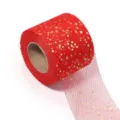 Red gold star tulle roll for DIY craft wedding party dress decoration and hair accessories - 22 Yards Pack / Bronzing Star Bright Red