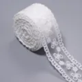 Weisses Polyester Netz Stickerei Spitzenband Borte fuer DIY Puppenkleidung Naehen. - 5 Yards Packung / Weiß