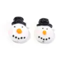 Close-up of cute snowman glass beads with black hat and orange nose for DIY jewelry crafting - Smiling Snowman / 2 Pcs/Set