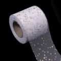 Gold star tulle roll white mesh fabric for DIY party wedding dress sewing craft accessory - 22 Yards Pack / Bronzing Star White