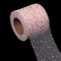 Pink tulle roll with gold foil stars for DIY crafts, wedding dresses, and party decorations. - Bronzing Star Blood Tooth