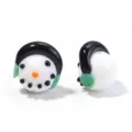 Glass snowman beads for DIY jewelry making, Christmas party handmade decorative loose beads. - Headphones Snowman / 2 Pcs/Set