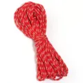 Vue détaillée de corde tressée en polyester rouge et blanc pour travaux manuels. - Diamètre environ 2mm / Camouflage Rouge Foncé et Blanc