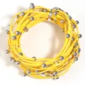 Punk yellow leather cord necklace with silver beads versatile waist chain accessory - Cord Width 3mm Stud Outer Diameter 6mm / Yellow