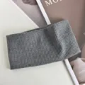 Grey ribbed knit headband, elastic solid color wide hair band for sports and yoga daily wear. - 1 Piece / Dark Gray