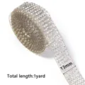 Gros plan detail ruban strass autocollant 13mm paillette cristal bordure bricolage art. - Largeur Env 13mm (1 Yard) / Argent