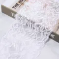 Close-up of white elastic lace trim fabric detail, perfect for sewing and DIY clothing crafts. - 1.5 Yards (15cm Wide) / White
