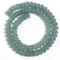 Detalle de cuentas de abaco de vidrio gris-azul, rondelles lisos material de joyeria DIY. - Verde Grisáceo