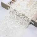 White elastic lace trim wide floral lace fabric for garment sewing DIY crafts clothing - 1.5 Yards (15cm Wide) / Off White