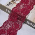 Burgundy elastic lace trim fabric detail, exquisite floral ribbon for DIY sewing crafts. - Width 8cm (2 Yards/Pack) / Burgundy