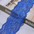 Detailed blue floral lace trim ribbon for DIY sewing, clothing garments, and lingerie crafts. - Width 8cm (2 Yards/Pack) / Sapphire Blue