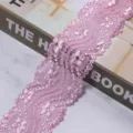 Farbenfrohe Polyester-Spitzenborte Stoffband für DIY Haarbänder, Hüte, Kleider und Puppen Zubehör. - 2 Yards / Rosa-Lila