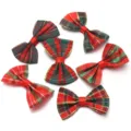 Kerst rood en groen geruite lint strikken DIY kleding accessoires vakantie decor - 10 Stuks Verpakking / Willekeurige gemengde stijlen