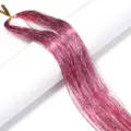 Λαμπερή extension μαλλιών tinsel μεταλλική λέιζερ τούφα για DIY πάρτι διακόσμηση - Συσκευασία 120cm / Λέιζερ Ροζ