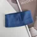 Blue knitted sports headband solid color wide ribbed yoga hair band elastic hair accessories for women - Dark Blue