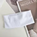Solid color white ribbed knit sports headband, vintage elastic wide yoga hair band. - White
