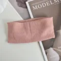 Solid color knitted sports headband wide elastic yoga hair band for women pink hair accessory - Peach Pink