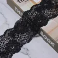 Black elastic lace trim ribbon for sewing garments dresses DIY crafts underwear accessories - Width 8cm (2 Yards/Pack) / Black