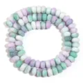 Détail de perles d'abaque en verre craquelé multicolore, idéal pour bijoux faits main. - Longueur environ 38cm (environ 75 pcs) Taille externe environ 5X8mm Trou environ 1.4mm / Vert Violet