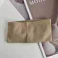 Solid color knitted sports headband wide elastic yoga hair band for women fashion accessory - Dark Khaki