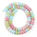 Perles abacus en verre craquelé coloré bijoux DIY bracelet collier accessoires - Longueur environ 38cm (environ 75 pcs) Taille externe environ 5X8mm Trou environ 1.4mm / Couleurs Mixtes Claires