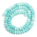 Vue detaillee de perles en verre degrade bleu clair pour la creation de bijoux DIY. - Longueur environ 38cm (environ 75 pcs) Taille externe environ 5X8mm Trou environ 1.4mm / Bleu Glacé