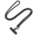 Correa ajustable negra para teléfono móvil cruzada con cordón tejido resistente. - Longitud total aprox. 60 cm, ancho del parche aprox. 6 cm, diámetro del cable aprox. 7 mm / Negro