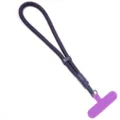 Dragonne de téléphone réglable avec languette violette, corde tissée durable et sûre. - Longueur 20cm (Sans Entretoise) Largeur 6cm Cordon 7mm / Violet foncé