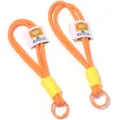 Colorful braided keychain lanyard with metal ring and wrist strap design for phone or bags. - Orange