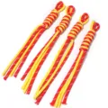 Handcrafted nylon rope phone lanyard detail, red and yellow color-blocking keychain charm. - Length approx 25cm / Red Yellow