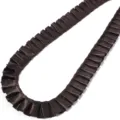 Close-up of dark brown pleated ruffle ribbon trim, showing neat folds and glossy satin texture. - Width: 2.5cm 3 Yards/Pack / Coffee