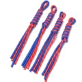 Detailed view of handmade woven nylon lanyards featuring creative red, blue, and white color blocks. - Approx. 25cm Long (4 Pieces/Pack) / Red + Blue