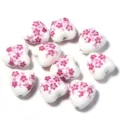 Perles coeur en ceramique avec motif floral rose, perles en vrac percees pour bijoux DIY bracelet. - Forme de Cœur Petite Fleur Rose