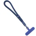 Dragonne de poignet pour téléphone bleu foncé avec sangle réglable et languette en T. - Longueur 20cm (Sans Entretoise) Largeur 6cm Cordon 7mm / Bleu Saphir
