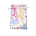 Sacchetto per gioielli in organza traslucida con coulisse e stampa corallo foil colorato. - 10 Pezzi/Confezione (10x15cm) / Bianco Corallo Bronzante