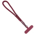 Dark red phone wrist lanyard detail shot with secure tether tab and adjustable buckle. - Length 20cm (Without Spacer) Spacer Width 6cm Cord 7mm / Burgundy