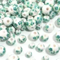 Perline in ceramica dettaglio per creazione di gioielli fai da te, perle di porcellana. - Piccoli Fiori Verdi