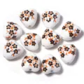 Perles en vrac en ceramique en forme de coeur avec motif floral pour bijoux DIY details. - Forme de Cœur Petite Fleur Café